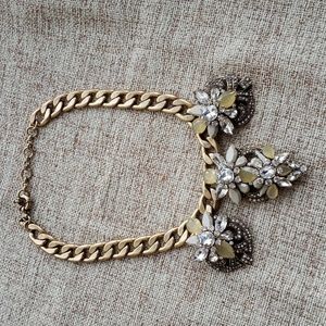 J.Crew Gold Chain Link Necklace with crystal clusters